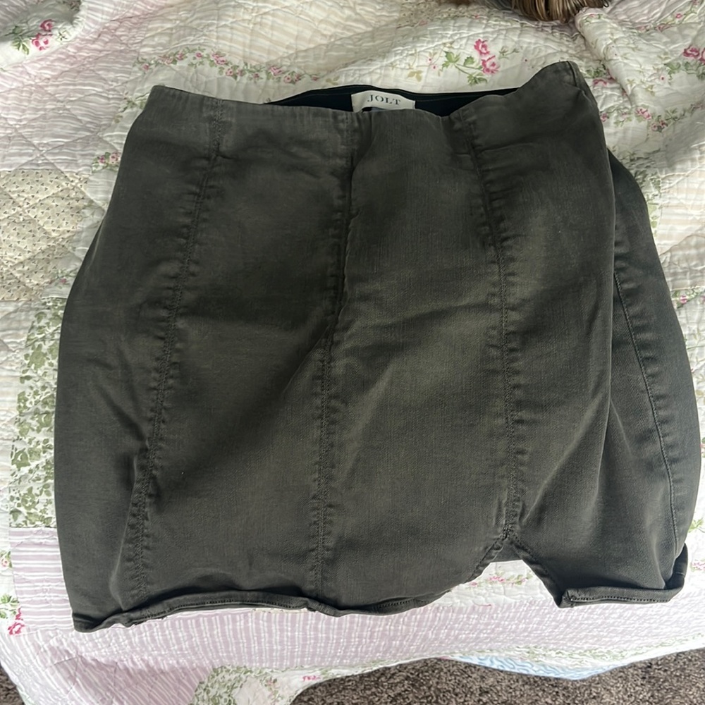 mini army green skirt